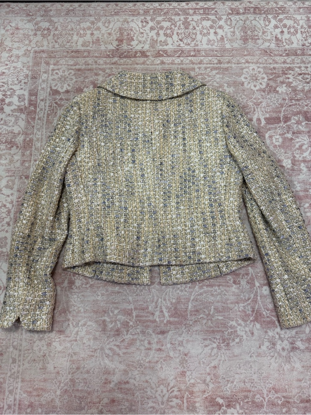 Vintage ✨ Tweed Pastel Metallic Cropped Jacket - Picture 13 of 13